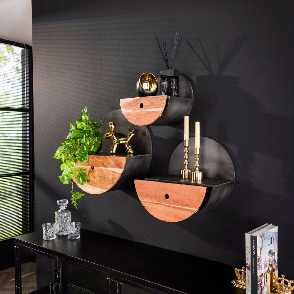 Wall Shelf Enzo HomeHaven Black Acacia wood Nnb