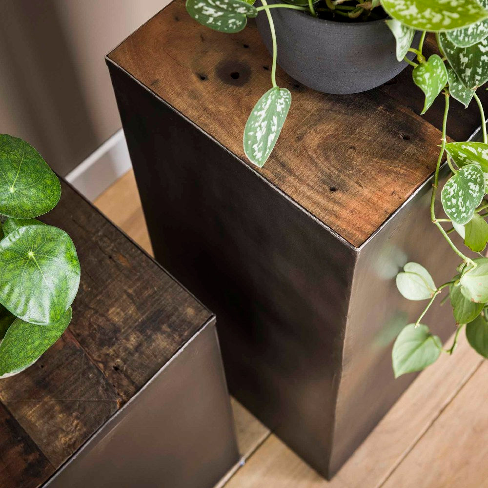 Flower Column Jacob HomeHaven Brown LxBxH 74x33x33 Wood Nnb