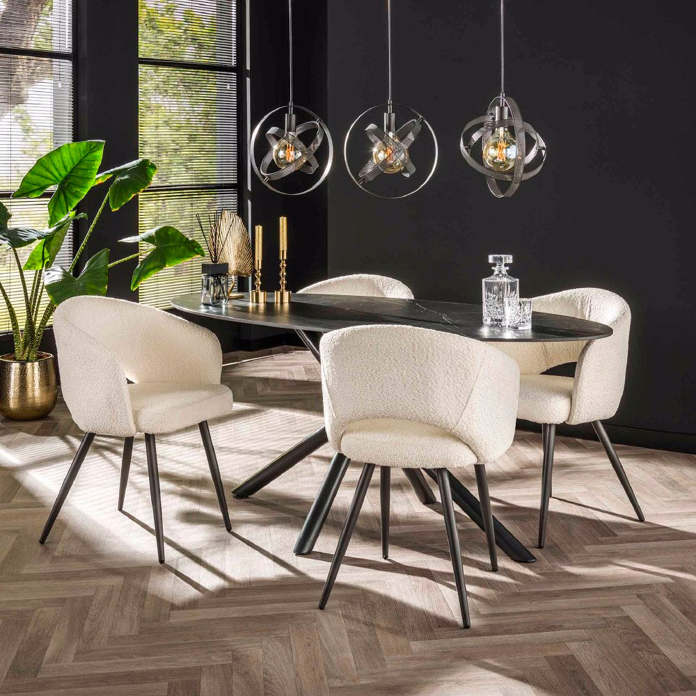 Dining Chair Gilmore HomeHaven Warm white LxBxH 70x64x57 Boucle Nnb