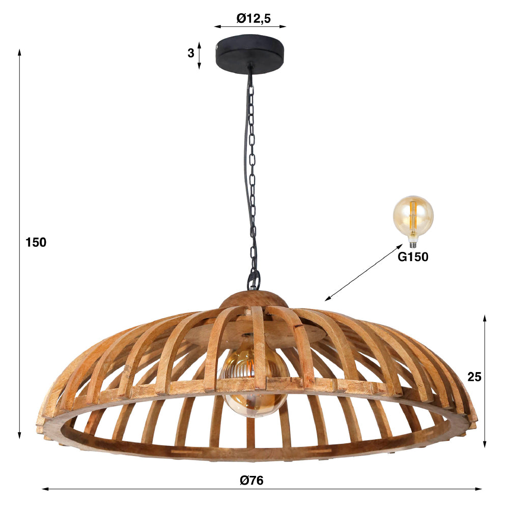 Pendant Light Scott HomeHaven Brown LxBxH 89x88x31 Mango wood Nnb
