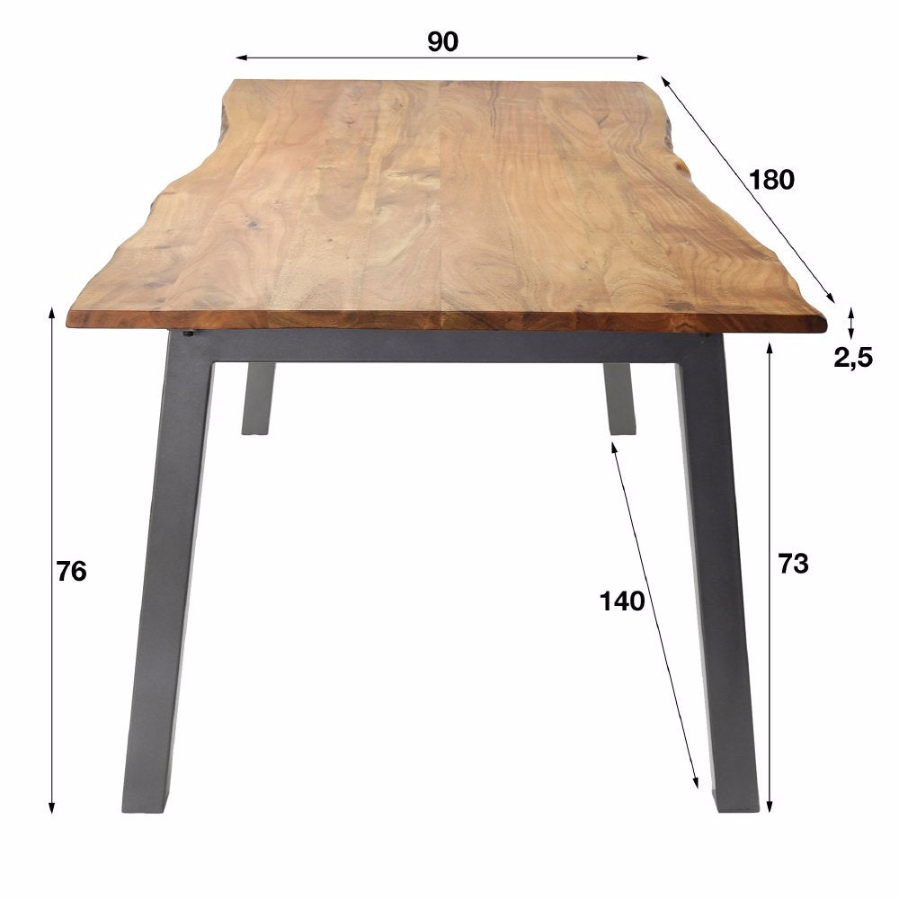 Dining Table Elio HomeHaven Brown LxBxH 186x101x7 Acacia wood Nnb