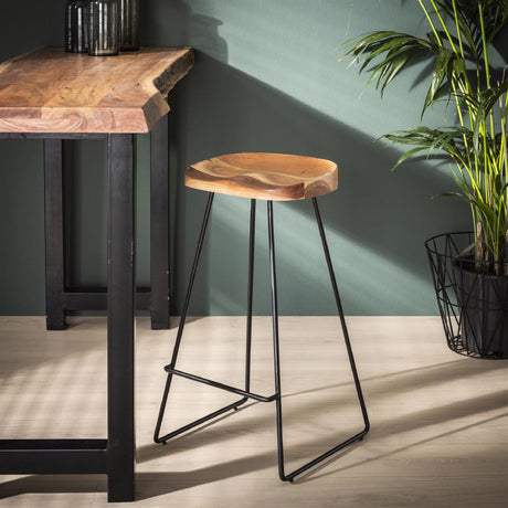 Bar Stool Malcolm HomeHaven Brown LxBxH 88x46x46 Acacia wood Nnb
