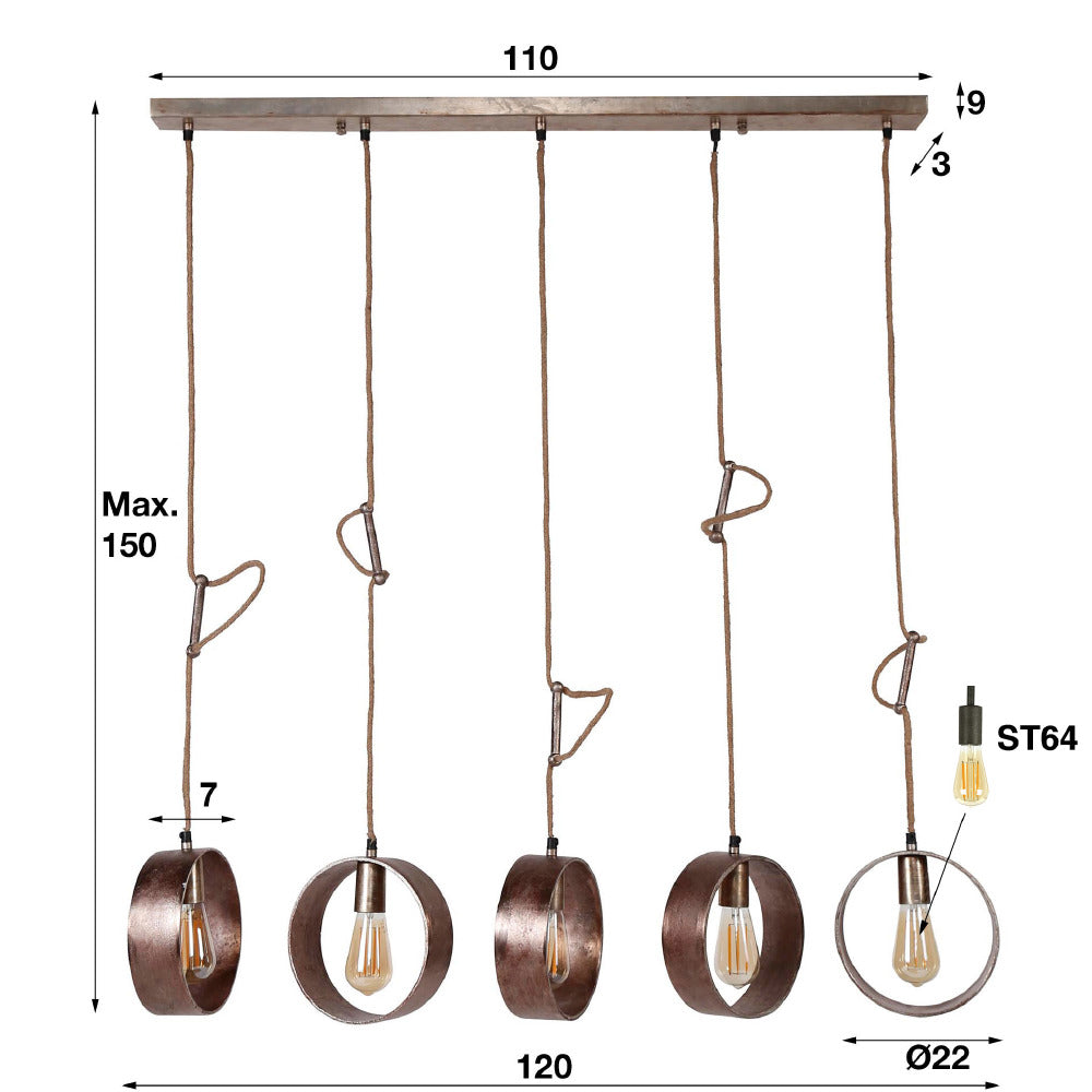 Pendant Light Rhett HomeHaven Anthracite LxBxH 112x25x18 Metal Nnb