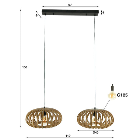 Pendant Light Joss HomeHaven Brown Mango wood Nnb
