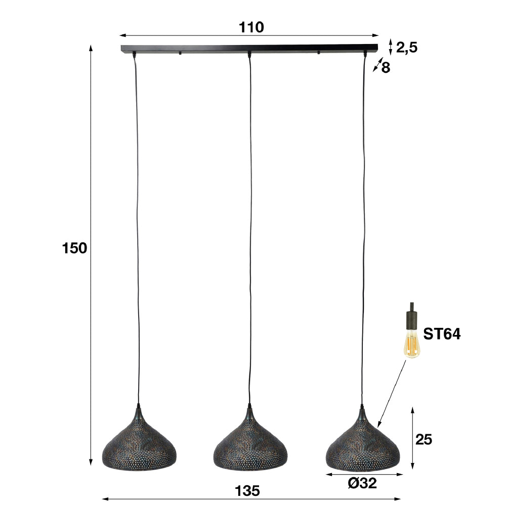 Pendant Light Kenyon HomeHaven Black LxBxH 114x40x31 Metal Nnb