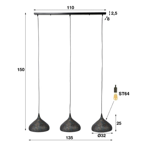 Pendant Light Kenyon HomeHaven Black LxBxH 114x40x31 Metal Nnb