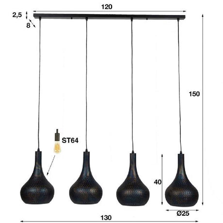 Pendant Light Kory HomeHaven Black LxBxH 123x45x28 Metal Nnb